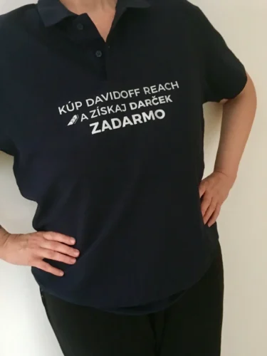 Černé tričko Davidoff s elegantním transferovým potiskem