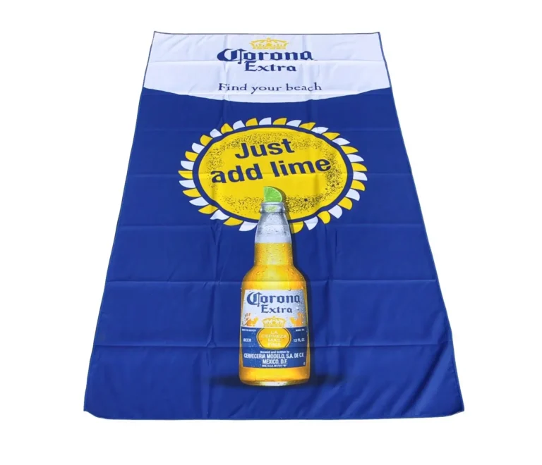 Plážová reklamní osuška Corona Extra s detailním plošným potiskem do vlákna